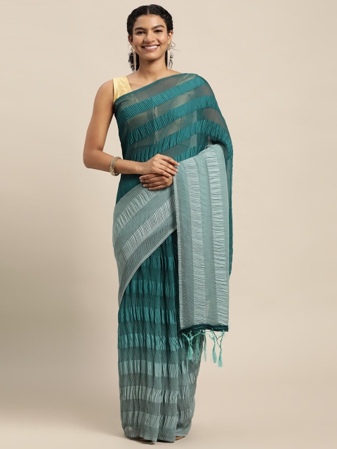 

Granthva Fab Turquoise Blue & Grey Embellished Silk Blend Ready to Wear Saree