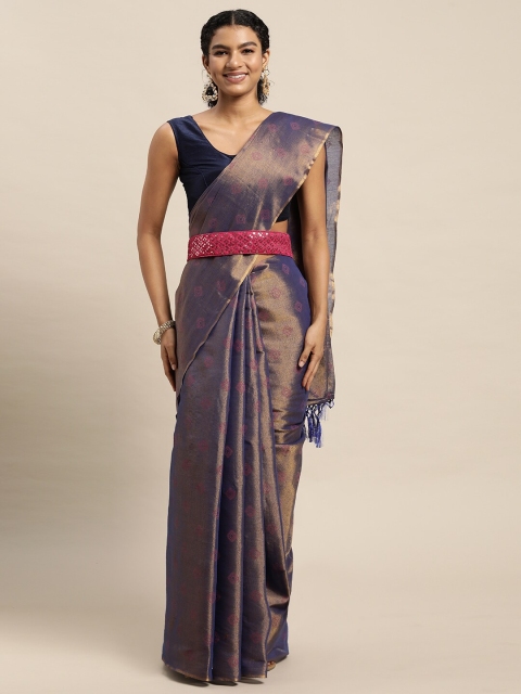 

Granthva Fab Purple Embellished Silk Blend Ready to Wear Saree