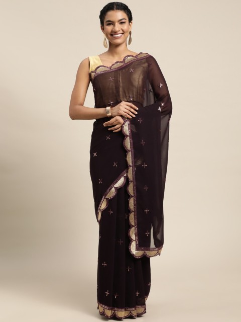 

Granthva Fab Purple Embellished Sequinned Ready to Wear Saree
