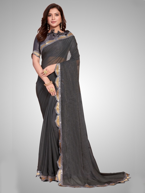 

Granthva Fab Grey Embellished Sequinned Ready to Wear Saree