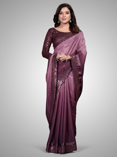 

Granthva Fab Purple Embellished Sequinned Silk Blend Ready to Wear Saree