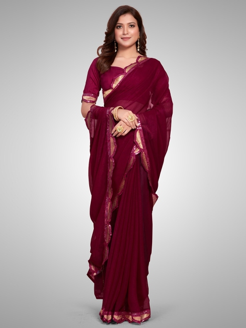 

Granthva Fab Purple Embellished Sequinned Ready to Wear Saree