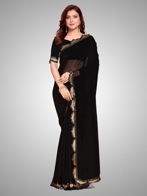 

Granthva Fab Black Embellished Sequinned Ready to Wear Saree