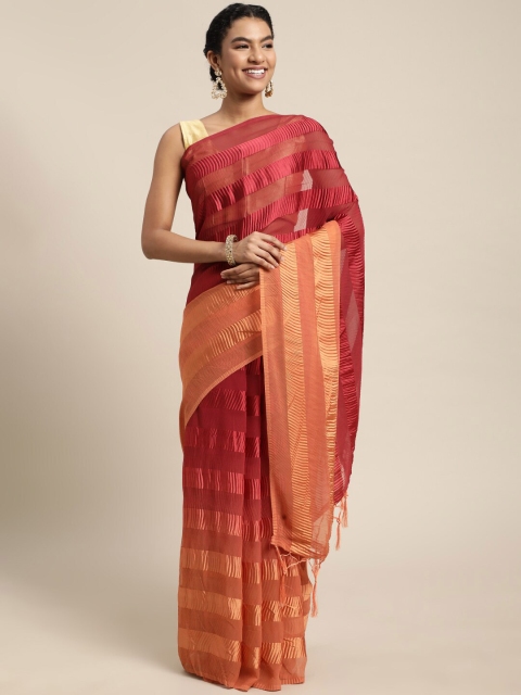 

Granthva Fab Maroon Embellished Silk Blend Ready to Wear Saree