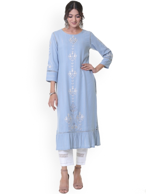 

HEEPOSH Women Blue Floral Printed Floral Kurta