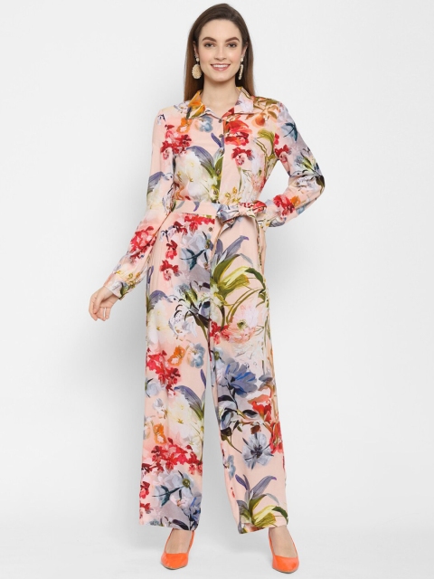 

VALBONE Pink & Grey Printed Basic Jumpsuit