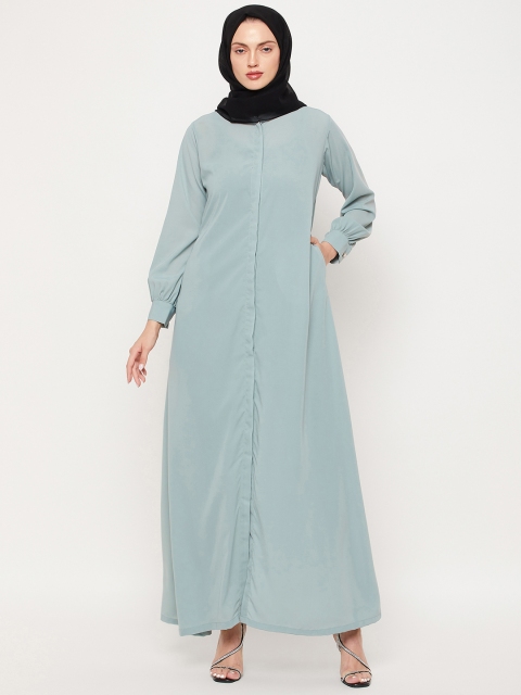 

NABIA Women Sea Green Solid Abaya Burqa With Georgette Scarf