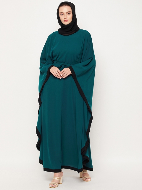 

NABIA Women Green & Black Black Solid Abaya Burqa With Scarf
