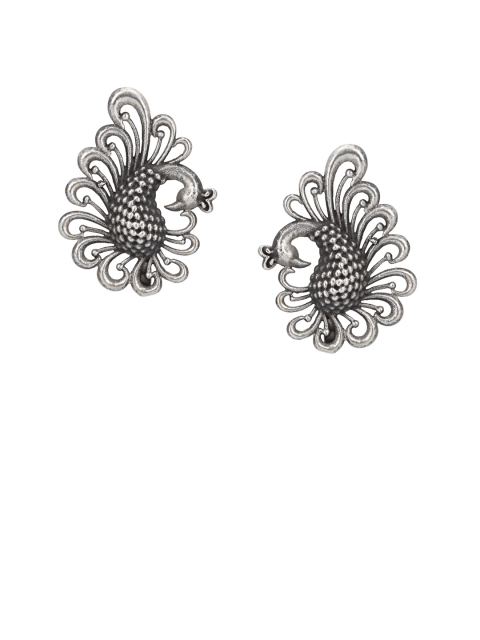 

ahilya Sterling Silver Peacock Shaped Studs