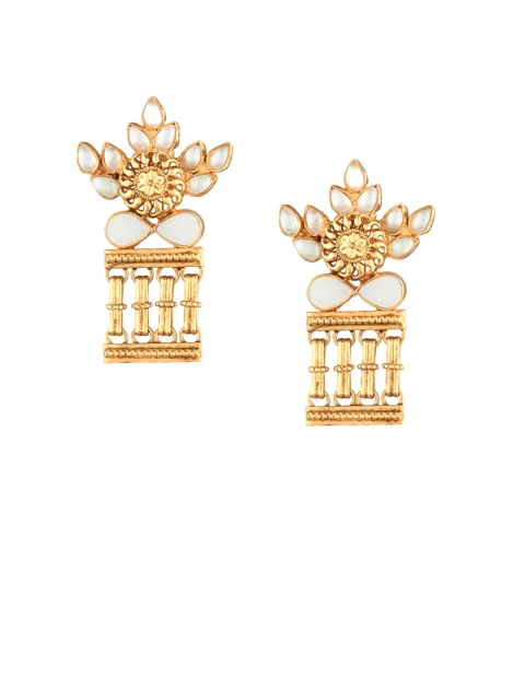 

ahilya Sterling Silver Gold-Plated Floral Drop Earrings