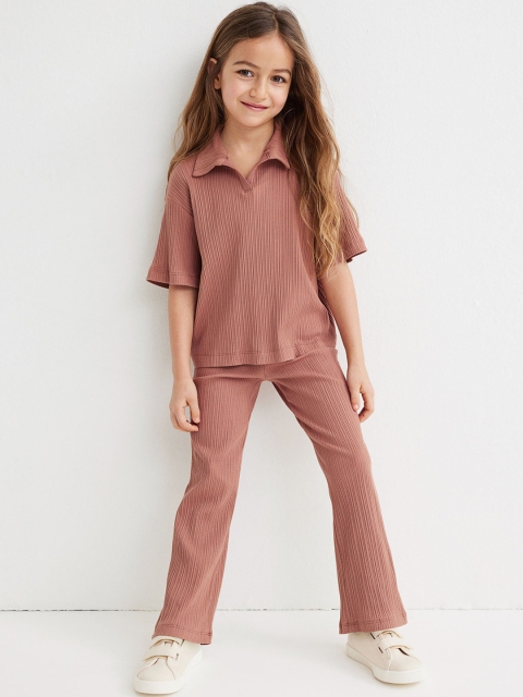 

H&M Girls Brown 2-piece Ribbed Jersey Set