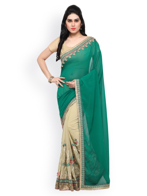 

Sareegama Green & Beige Poly Georgette Embroidered Saree