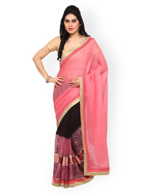 

Sareegama Pink Embroidered Poly Georgette Saree