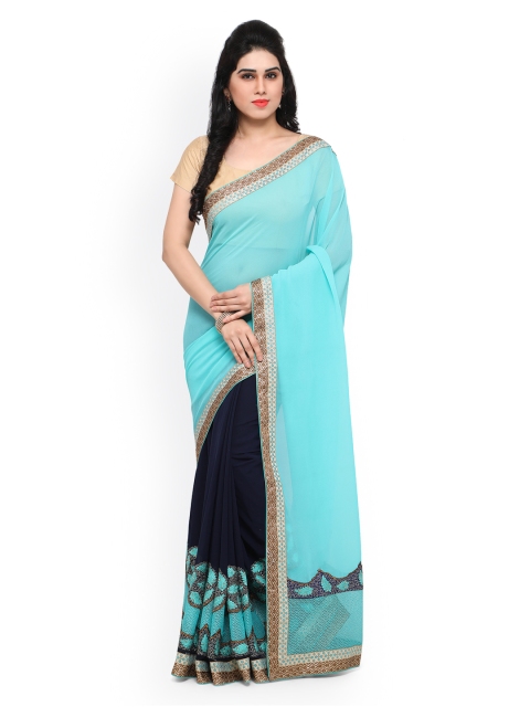 

Sareegama Blue Embroidered Poly Georgette Saree