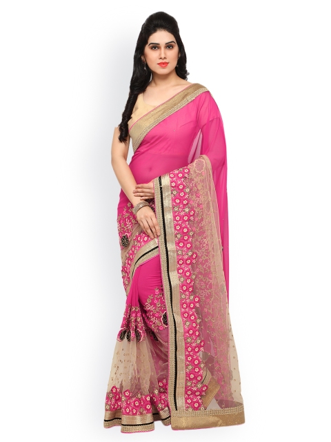

Sareegama Magenta Embroidered Poly Georgette Saree
