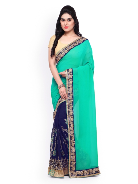 

Sareegama Blue Embroidered Poly Georgette Saree