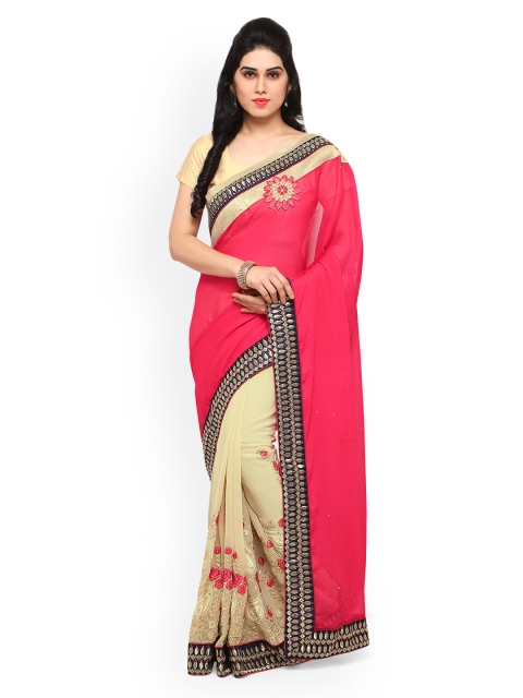 

Sareegama Red & Beige Poly Georgette Embroidered Saree