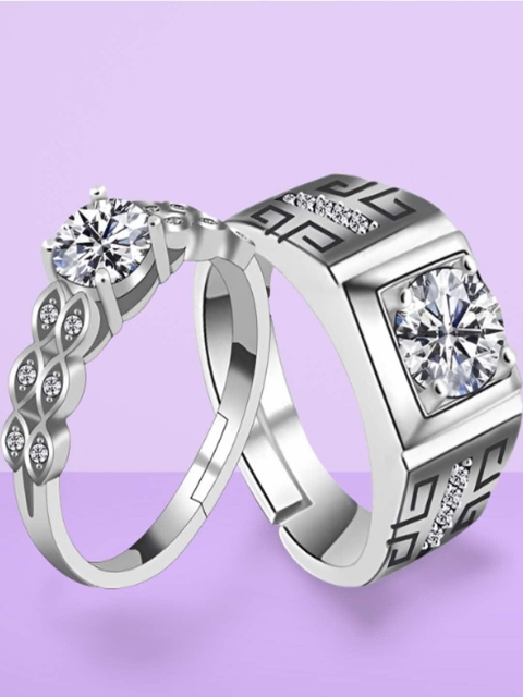 

UNIVERSITY TRENDZ Silver Plated Couple Wedding Ring