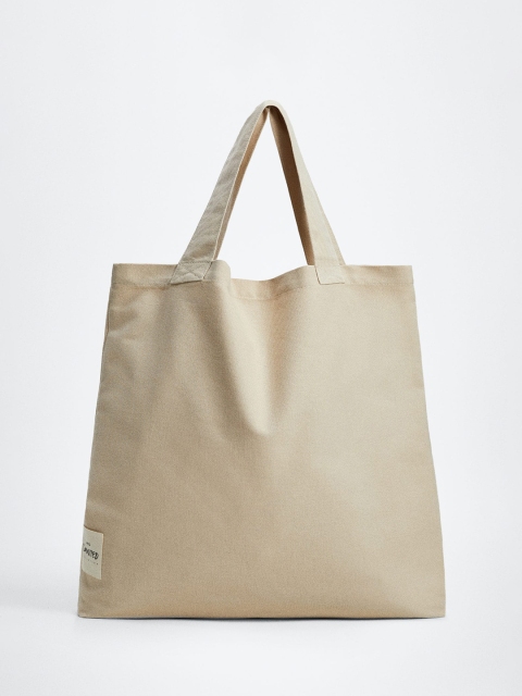 

MANGO Women Beige Solid Structured Shoulder Bag