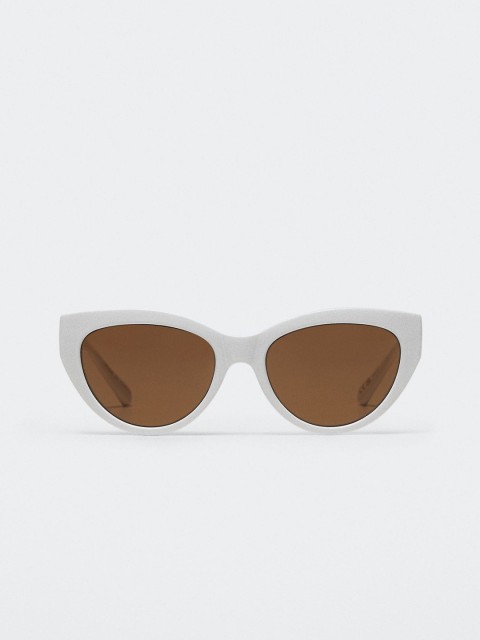 

MANGO Women Green Lens & White Cateye Sunglasses with UV Protected Lens 37040150
