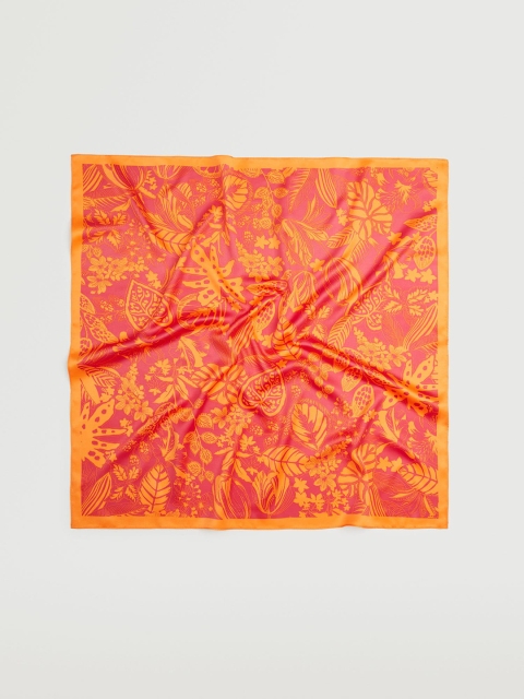 

MANGO Women Maroon & Orange Tropical Printed Scarf