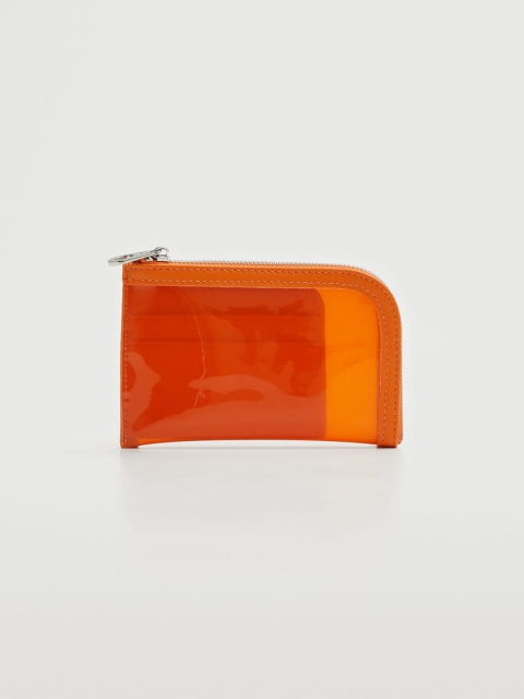 

MANGO Women Orange Solid Transparent Zip Around Wallet