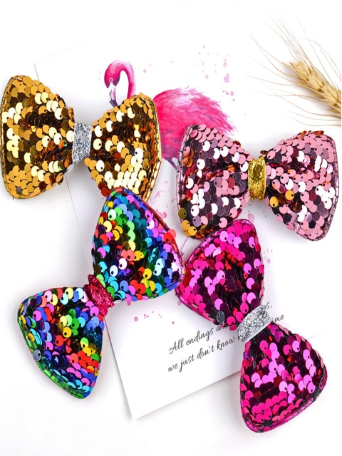 

Proplady Unisex Kids Red & Gold-Toned Set of 4 Embellished Alligator Hair Clip