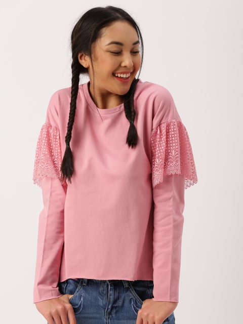 

DressBerry Women Pink Solid Sweatshirt