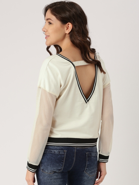 

DressBerry Women Cream-Coloured Solid Sweatshirt