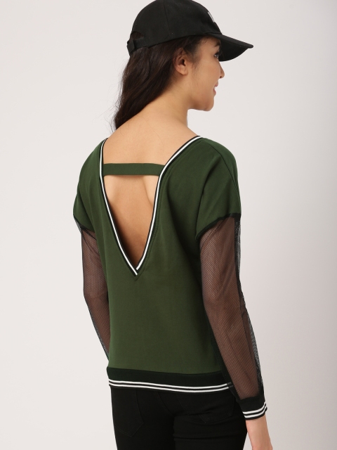 

DressBerry Women Olive Green Solid Sweatshirt
