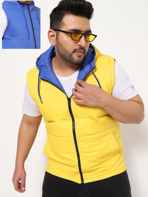 

Bewakoof Men Blue Colourblocked Reversible Padded Plus Size Jacket