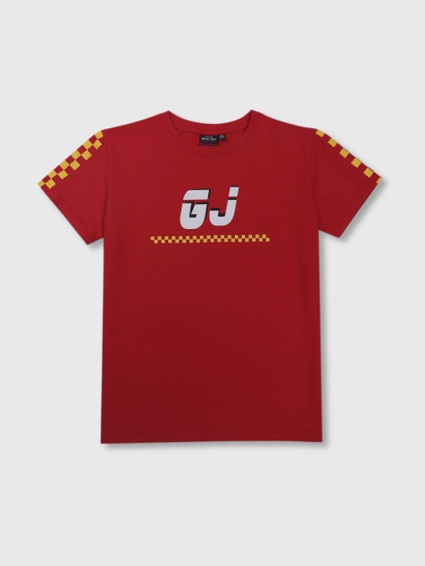 

Gini and Jony Boys Red & burgundy Colourblocked T-shirt
