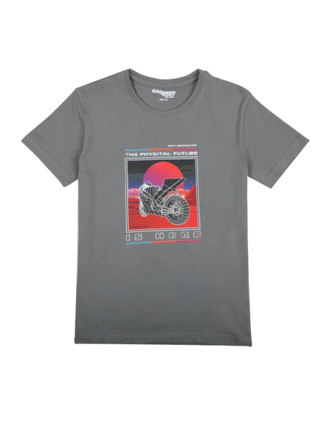 

Gini and Jony Boys Grey & purple ash T-shirt