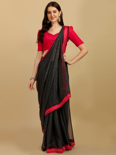 

PMD Fashion Black & Red Gotta Patti Pure Georgette Saree