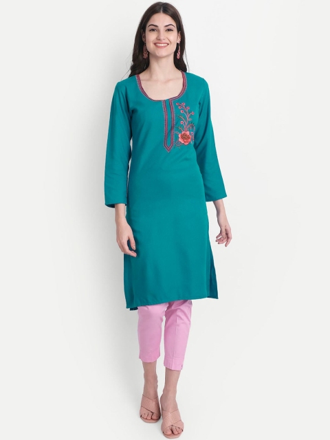 

Alavya Women Green Mirror Work Dobby Kurta