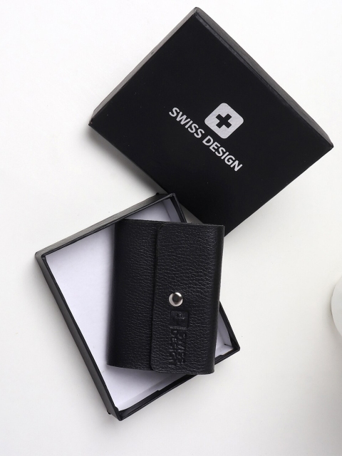 

Swiss Design Unisex Black Textured Card Holder