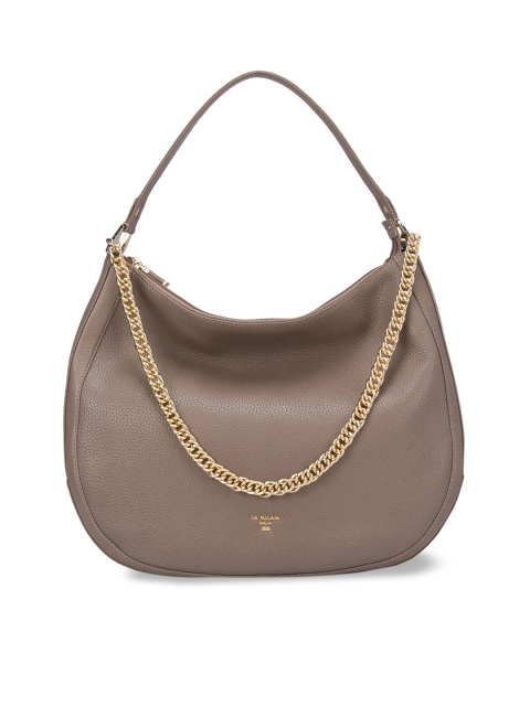 

Da Milano Brown Leather Structured Hobo Bag with Tasselled
