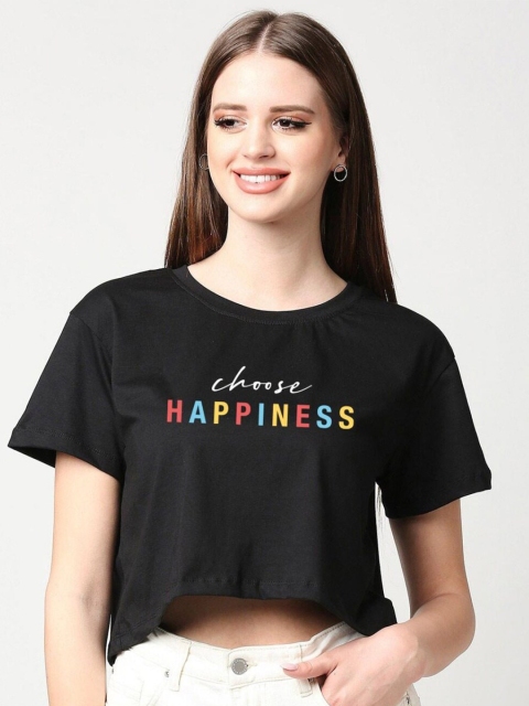 

Bewakoof Black Print Crop Top