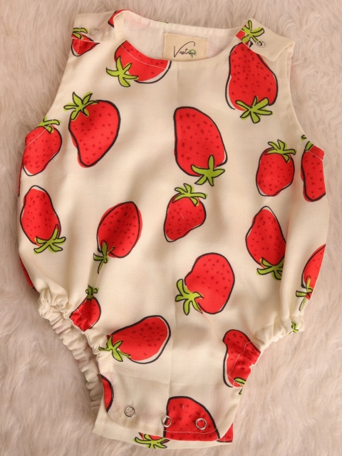 

Vastrarth Infants Kids Red & White Strawberry Printed Rompers