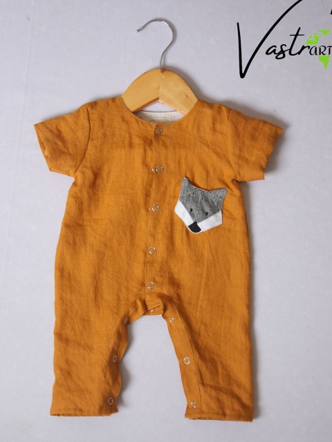 

Vastrart Infant Kids Mustard Solid Rompers