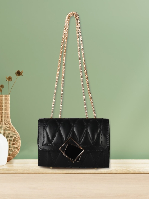 

Apsis Women Black Textured Structured Shoulder Bag with Quilted