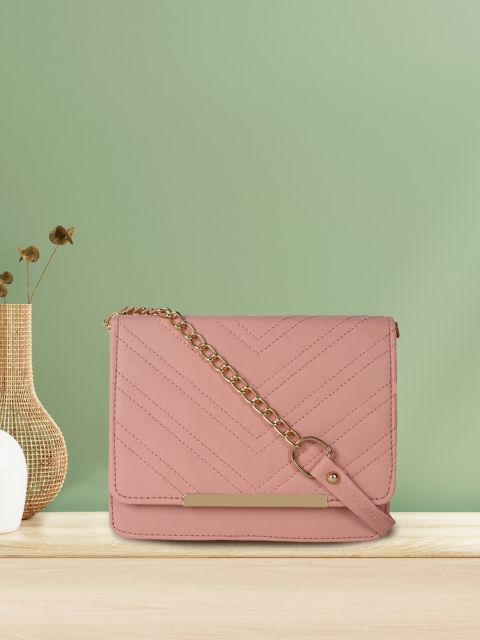 

Apsis Pink Textured Structured Sling Bag with Quilted