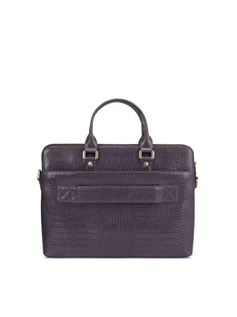 

Da Milano Men Grey Textured Leather Laptop Bag