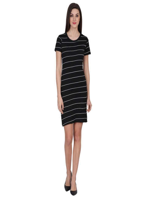 

FRAUTICA Black Striped T-shirt Dress