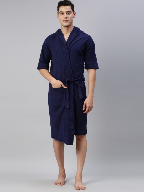 

GOLDSTROMS Men Navy Blue Solid Bath Robe