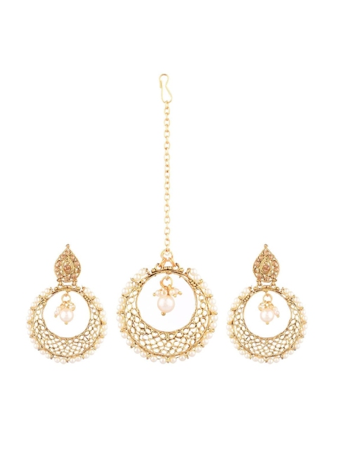 

Efulgenz Gold Plated & White Studded Jewellery Set