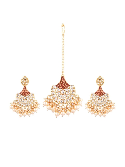 

Efulgenz Gold Plated Indian Wedding Kundan Jewellery Set Maangtikka Earrings Set