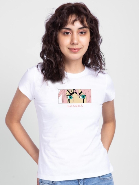 

Bewakoof Women White Typography Printed Extended Sleeves Slim Fit T-shirt