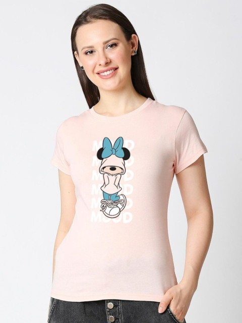 

Bewakoof Women Pink Printed Slim Fit T-shirt
