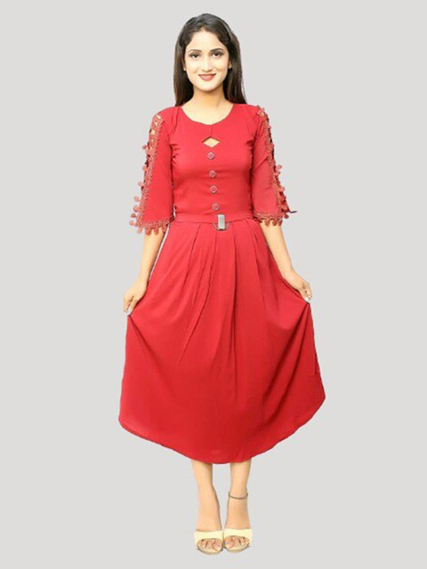 

FNOCKS Women Maroon Midi Dress